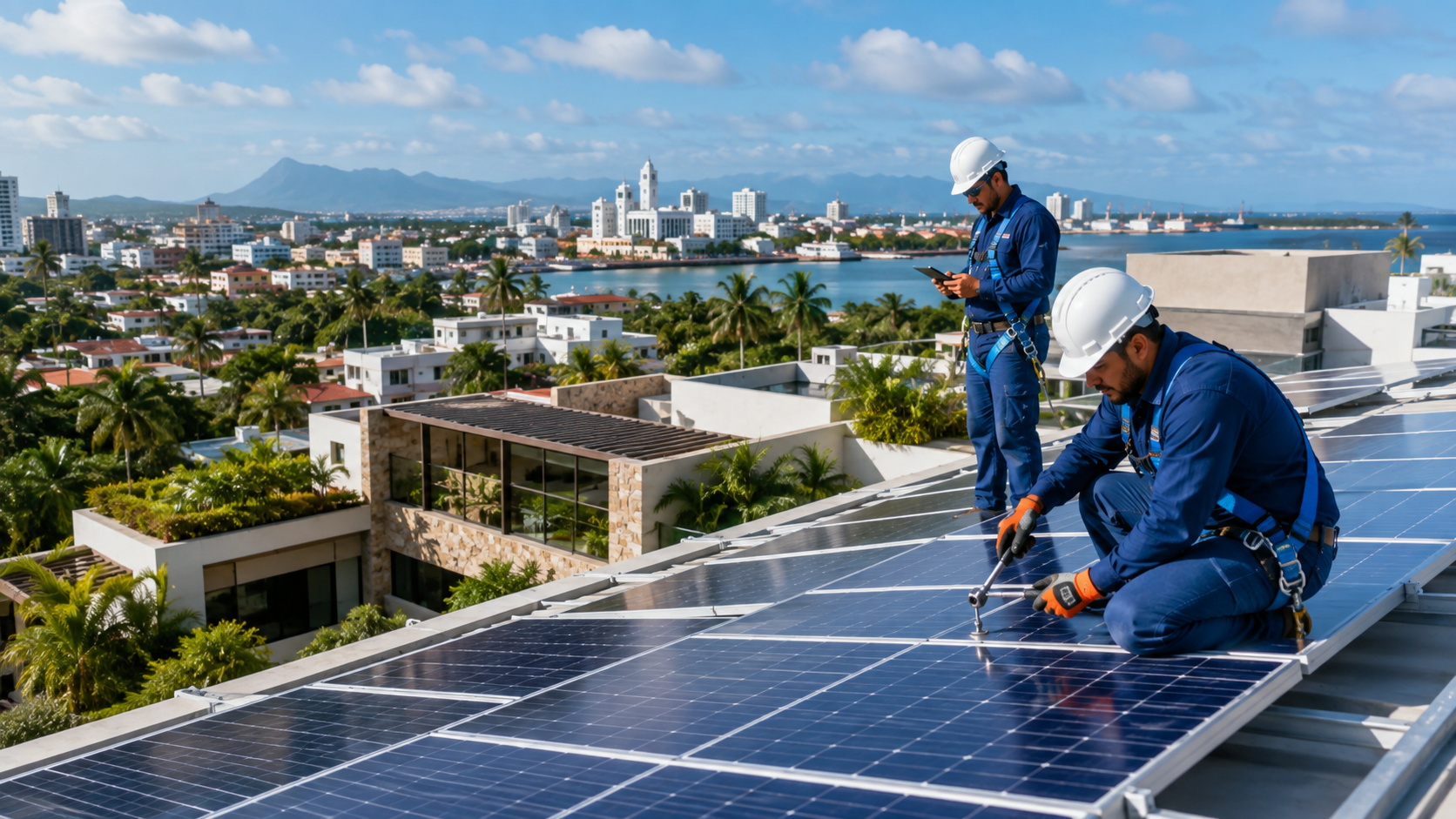 Paneles solares instalados para aprovechar la energía del sol